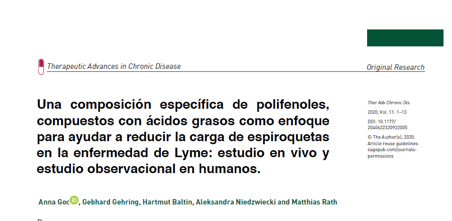 Artículo resumen sobre Estudio del efecto de micronutrientes en la carga de espiroquetas en la enfermedad de Lyme